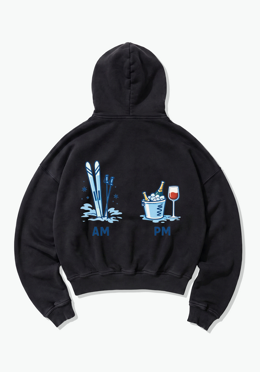 AM PM Oversized Hoodie - Black Back (Designed)