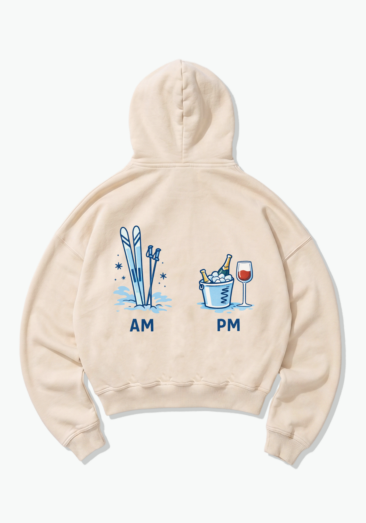 AM PM Oversized Hoodie - Beige Back (Designed)