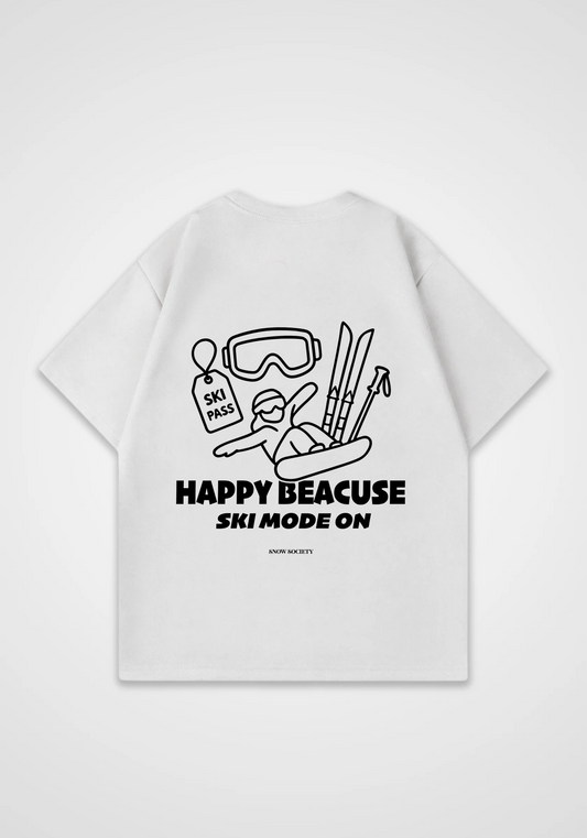 Ski Mode On Oversized Shirt - White Back (Designed)