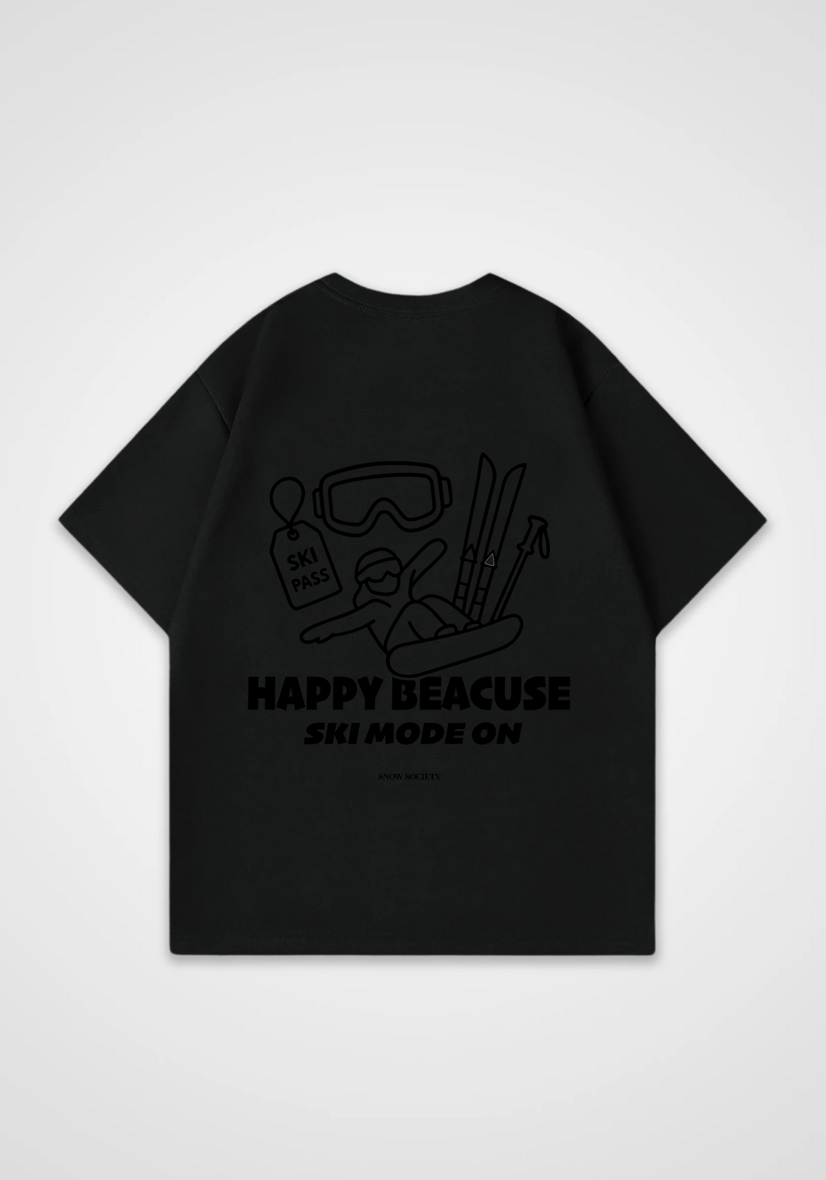 Ski Mode On Oversized Shirt - Black Back (Designed)