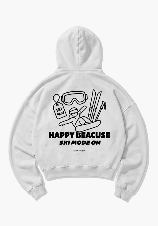 Ski Mode On Oversized Hoodie - White Back (Designed)