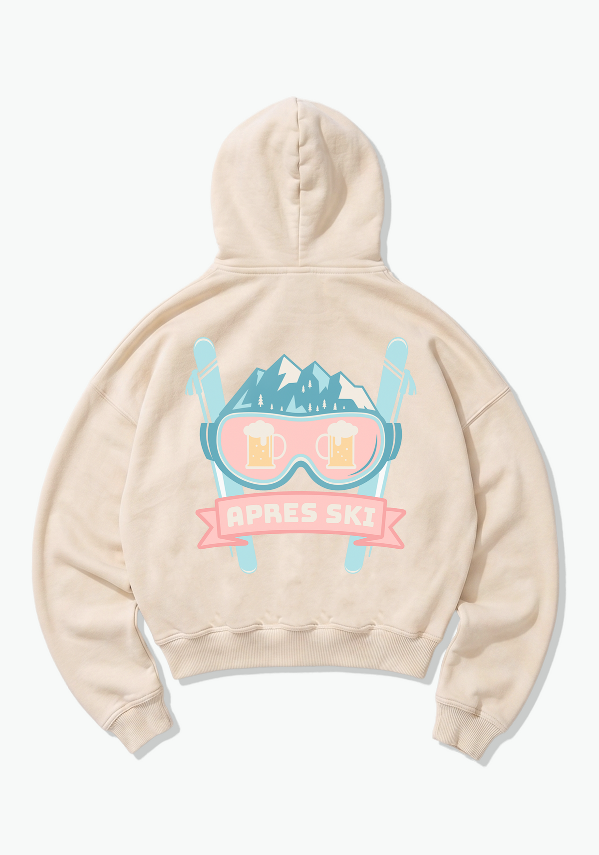 Apres Ski Oversized Hoodie - Beige Back (Designed)