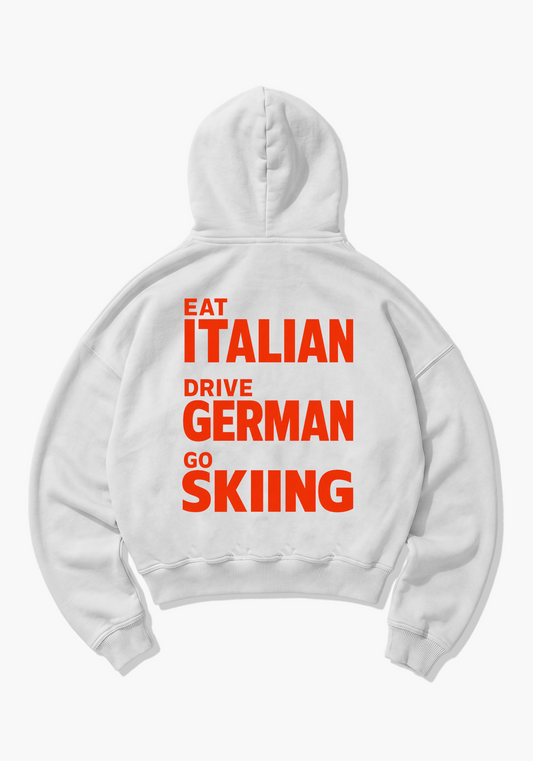 Go Skiing Oversized Hoodie - White Back (Designed)