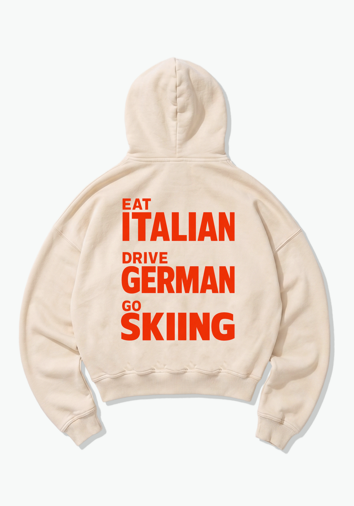 Go Skiing Oversized Hoodie - Beige Back (Designed)