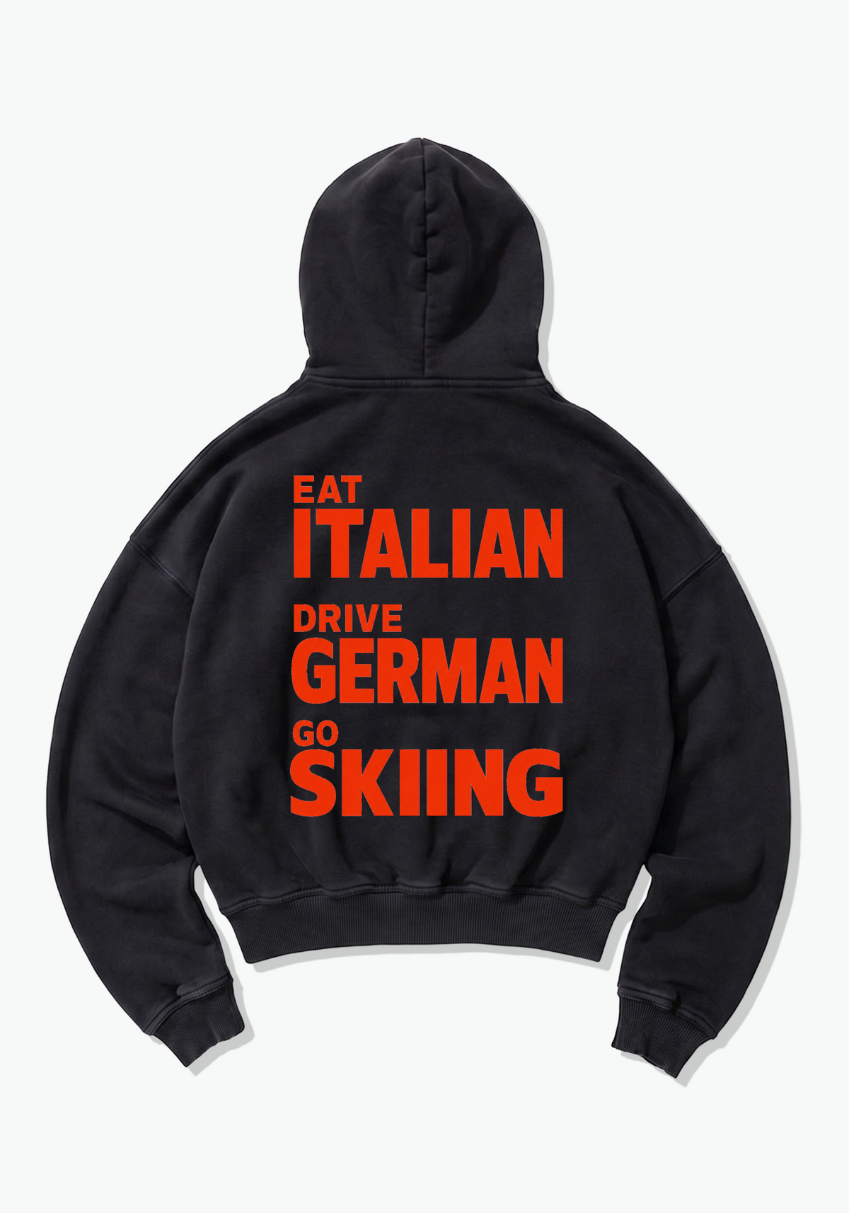 Go Skiing Oversized Hoodie - Black Back (Designed)